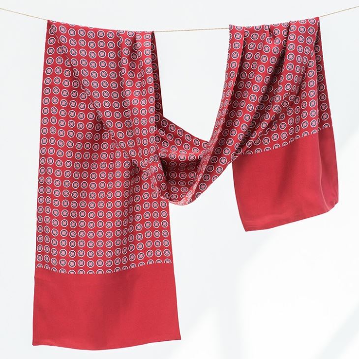 Vintage Digital Print Long Silk Scarf